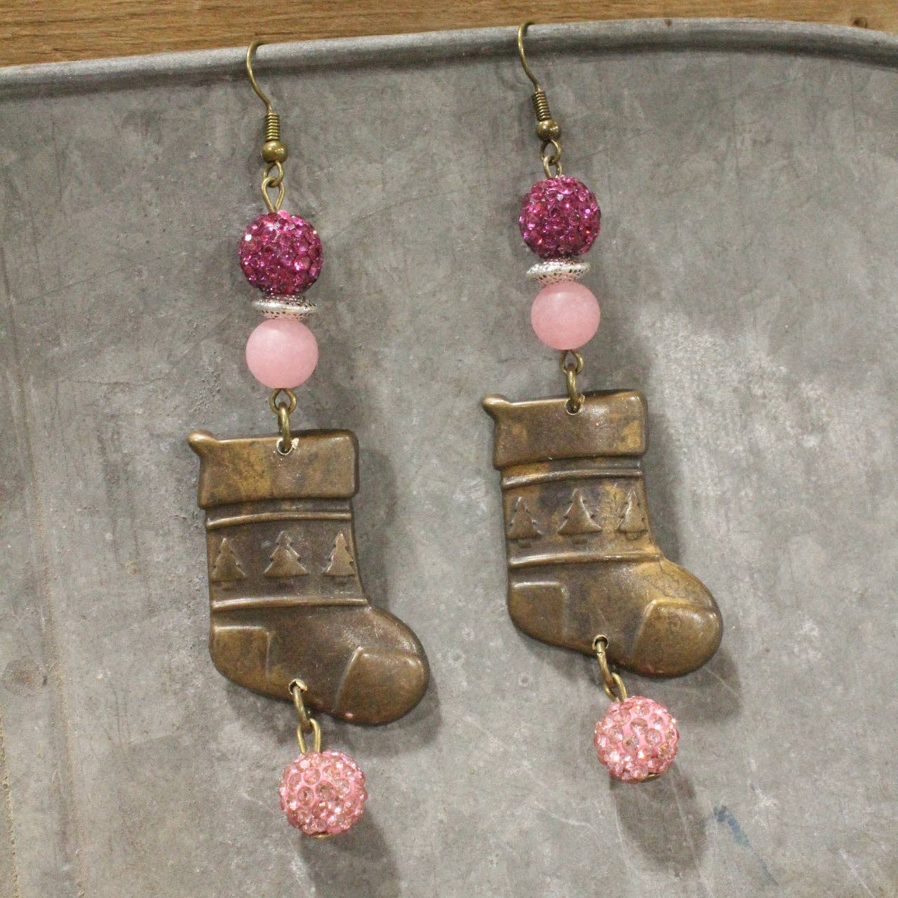 The Stockings Were Hung Dangle Drop Earrings - Juli's Wearable Art
