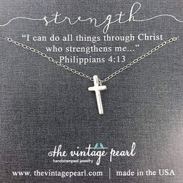 The Vintage Pearl Strength Necklace (Phil 4:13) - Juli's Wearable Art