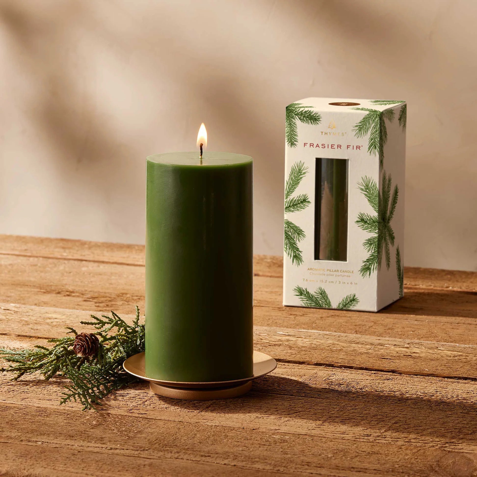 Thymes Frasier Fir Pillar 3x6 Candle - Juli's Wearable Art
