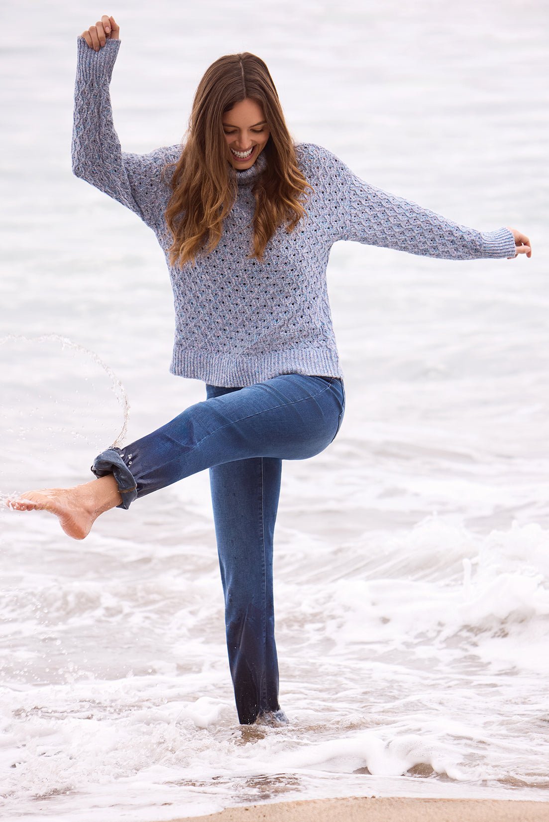 Tribal Audrey Boundless Stretch Denim Straight Leg Crop Jeans - Faded Blue - Juli's Wearable Art