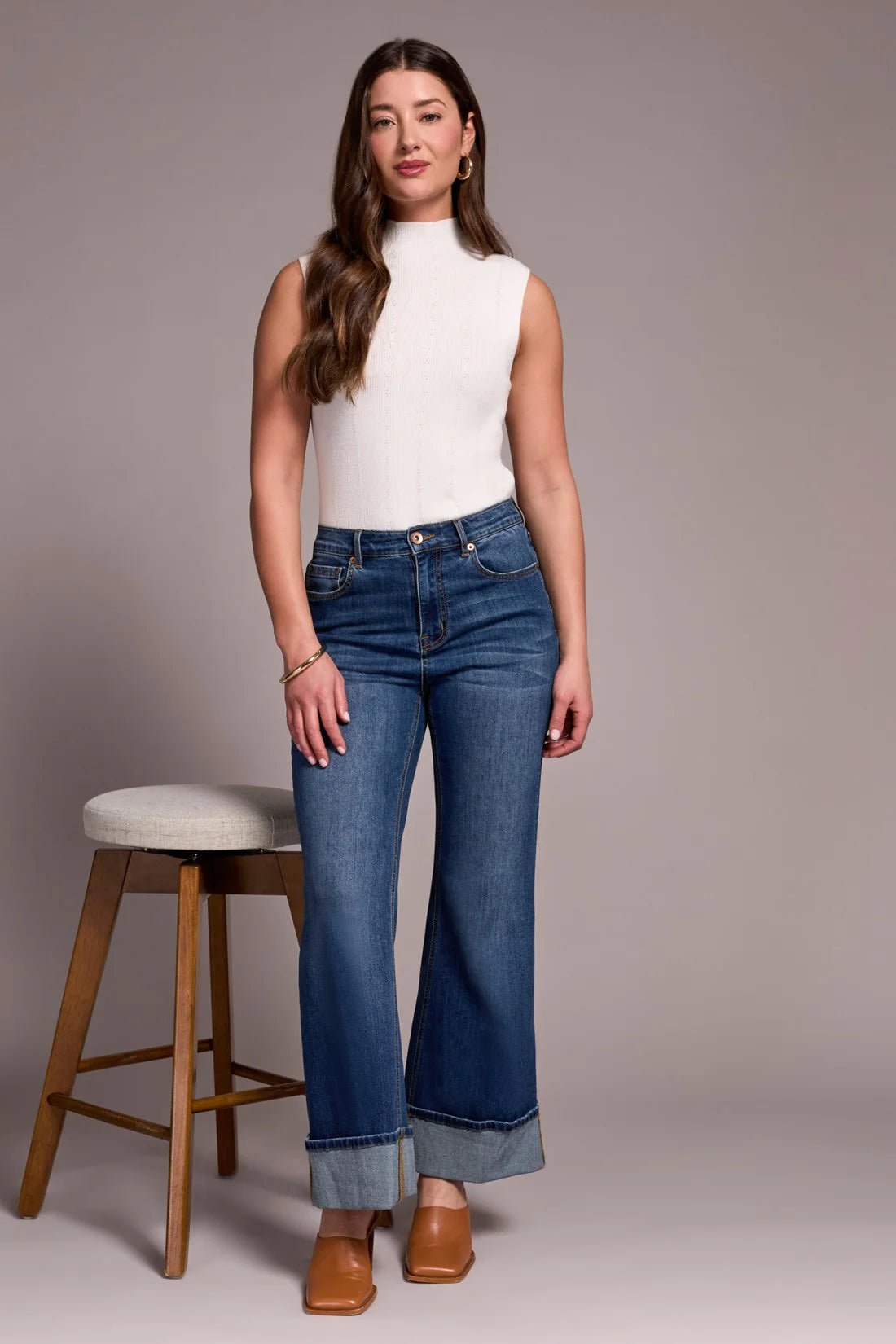 Tribal Brooke Cuffed Palazzo Jeans - Juli's Wearable Art