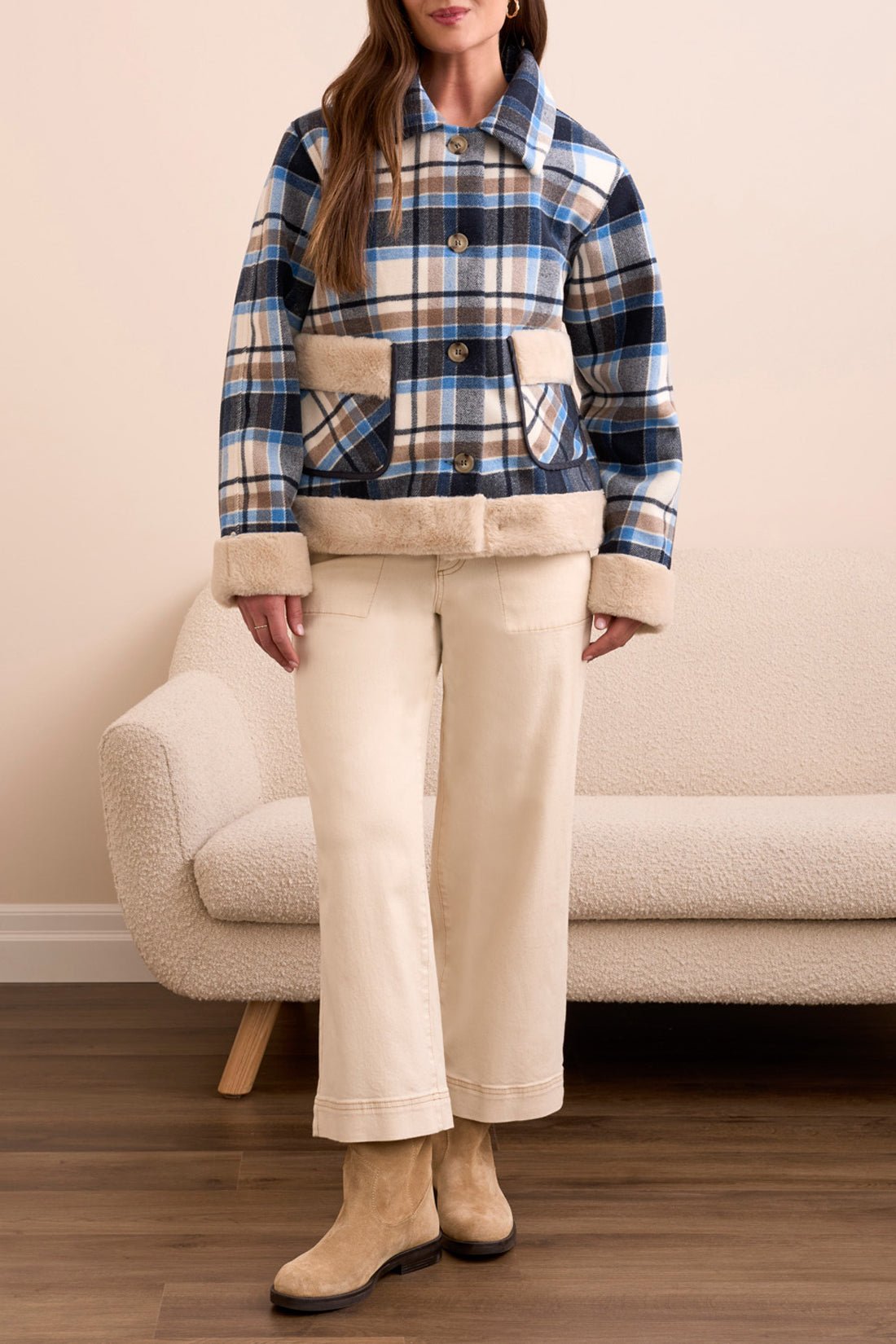 Tribal Button Front Plaid Jacket - Juli's Wearable Art