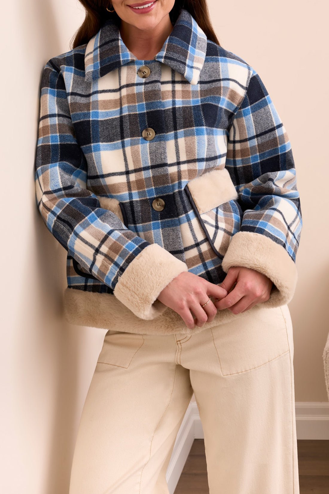 Tribal Button Front Plaid Jacket - Juli's Wearable Art