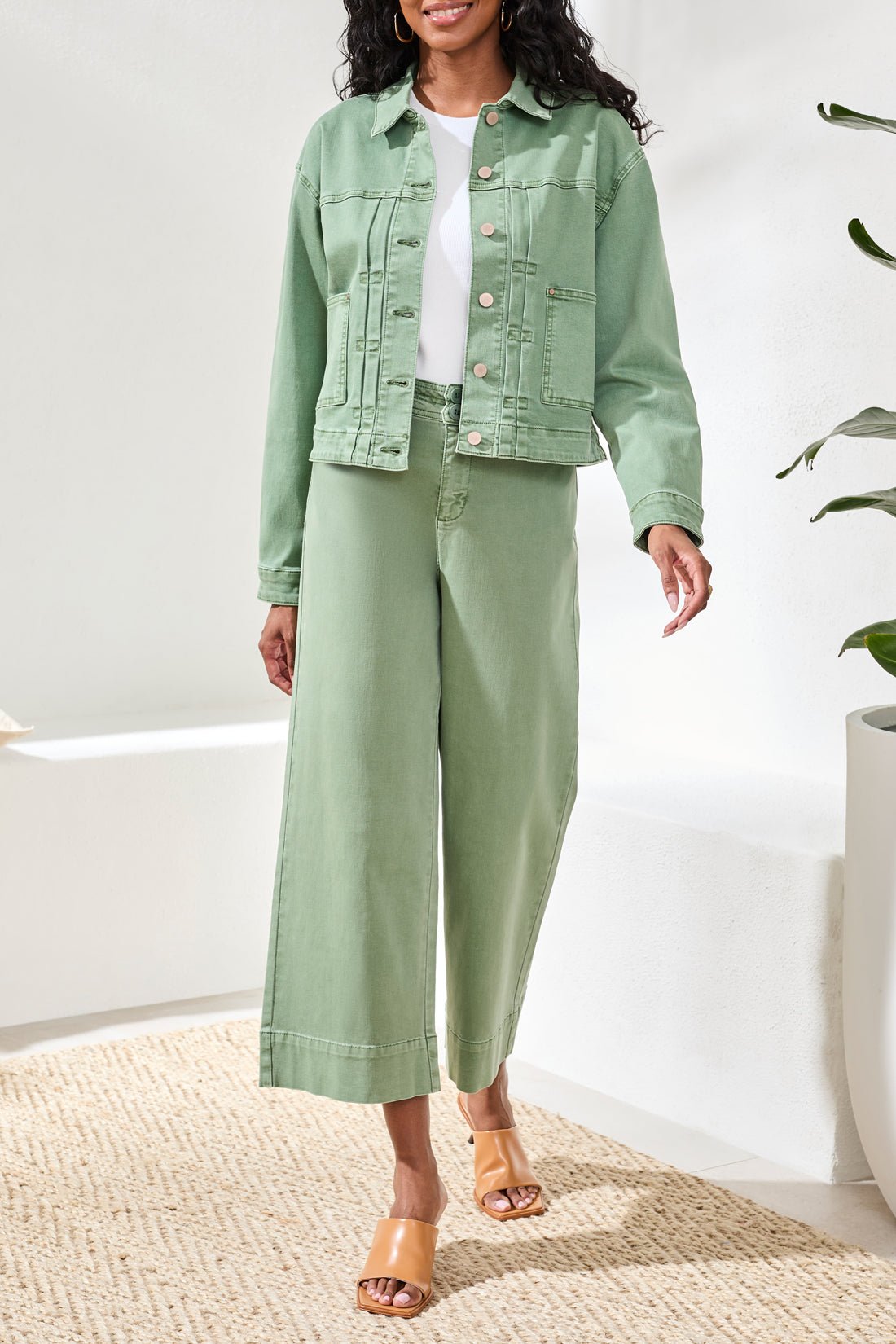 Tribal Comfort Stretch Denim Button - Front Jacket | Moss - Juli's Wearable Art