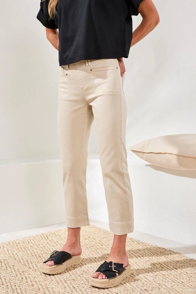 Tribal Comfort Stretch Pull - On Kick Flare Capris | Canvas - Juli's Wearable Art