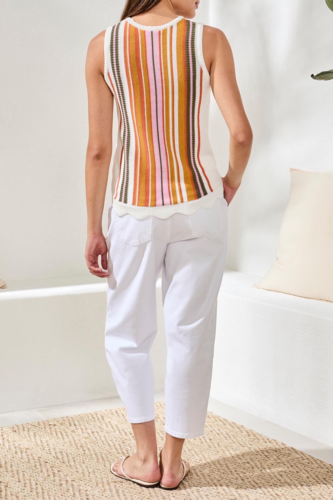 Tribal Crew Neck Sleeveless Sweater - Juli's Wearable Art