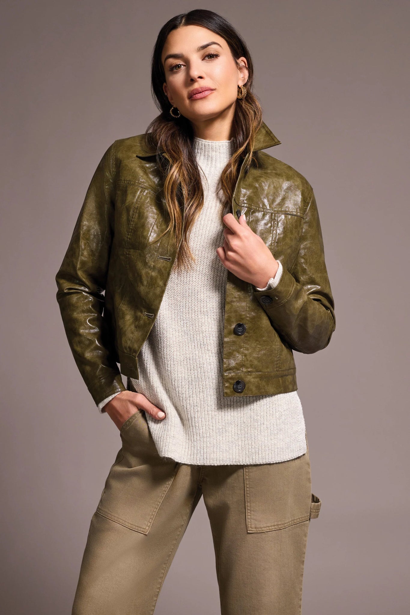 Tribal Faux Leather Button - Front Collar - Accent Jacket - Juli's Wearable Art