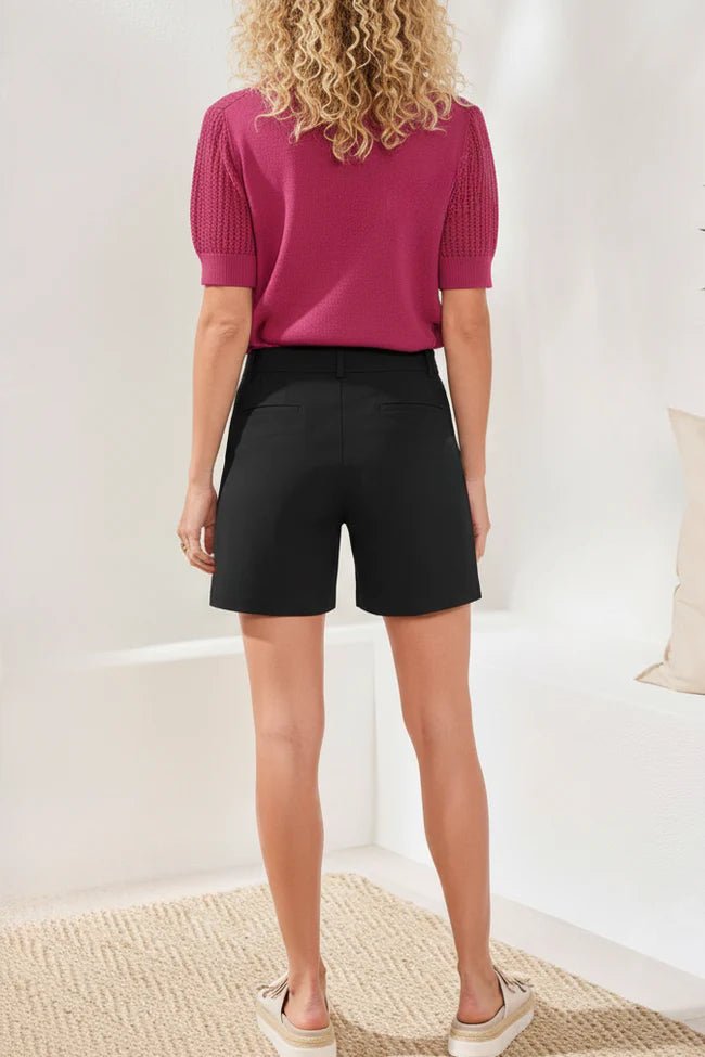 Tribal Flatten It® Button - Front Pull - On Shorts | Black - Juli's Wearable Art