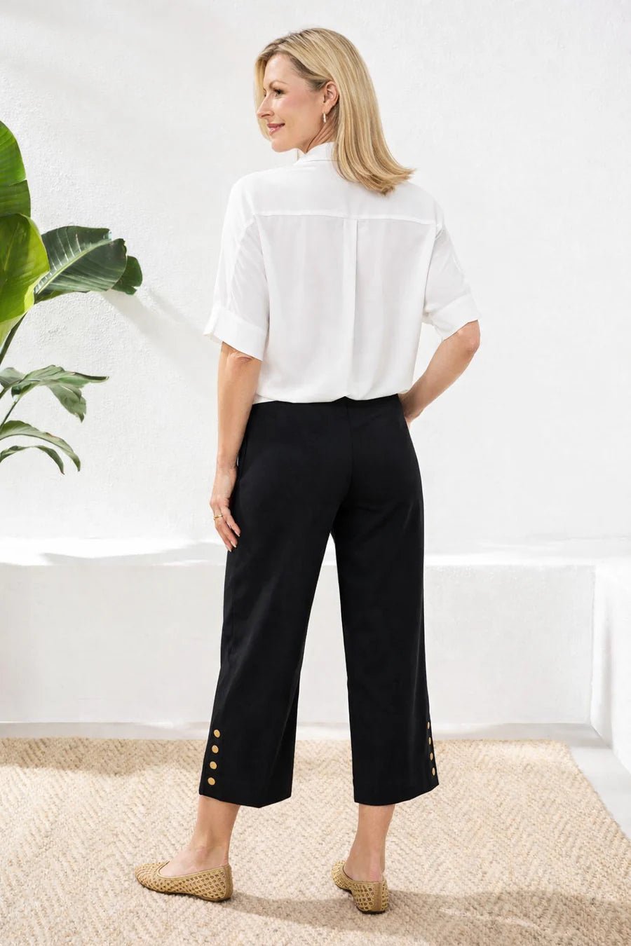 Tribal Flatten It® Tummy Control Wide Leg Pull - On Capris | Black - Juli's Wearable Art