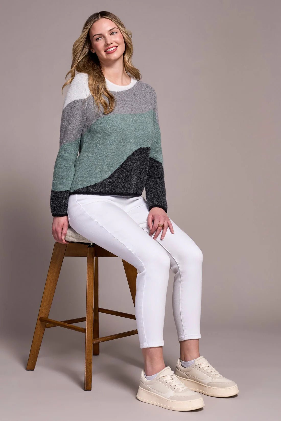 Tribal Fuzzy Double - Knit Crew Neck Sweater – Silverpine - Juli's Wearable Art
