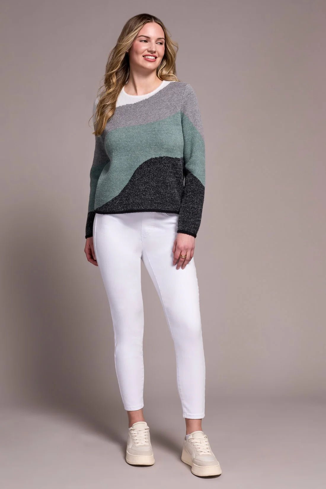 Tribal Fuzzy Double - Knit Crew Neck Sweater – Silverpine - Juli's Wearable Art