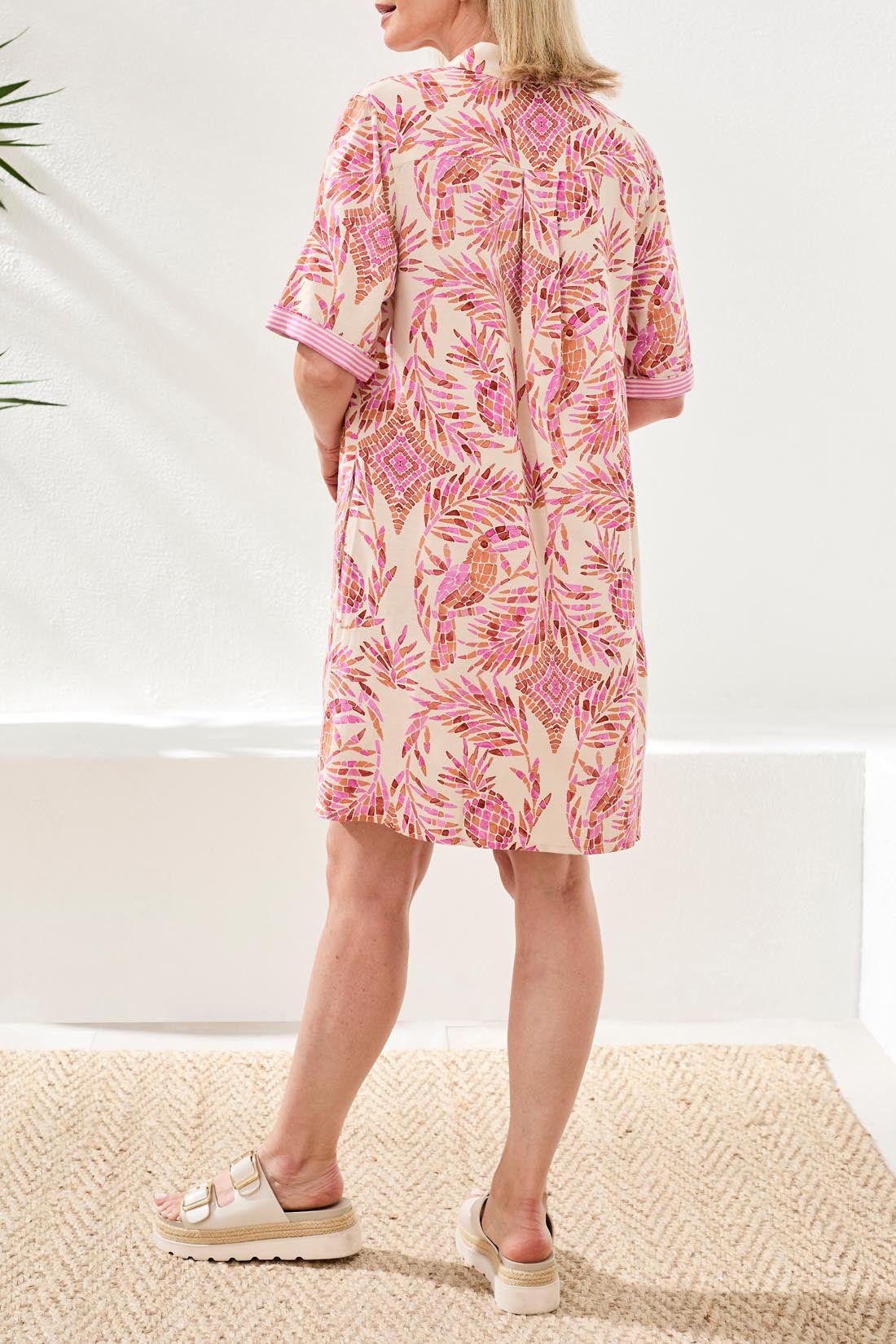 Tribal Half Sleeve Button Front Dress | Wisteria - Juli's Wearable Art