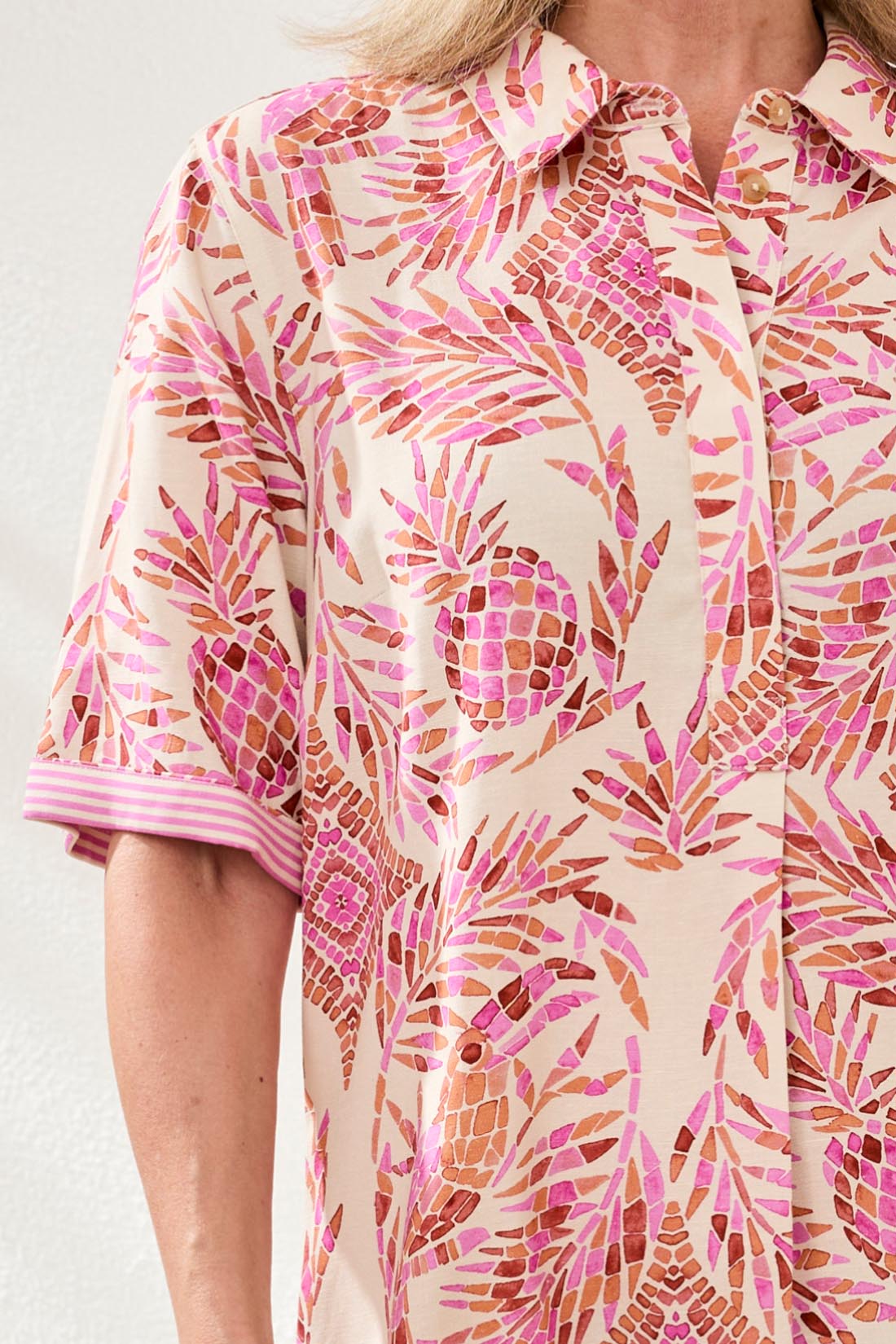 Tribal Half Sleeve Button Front Dress | Wisteria - Juli's Wearable Art