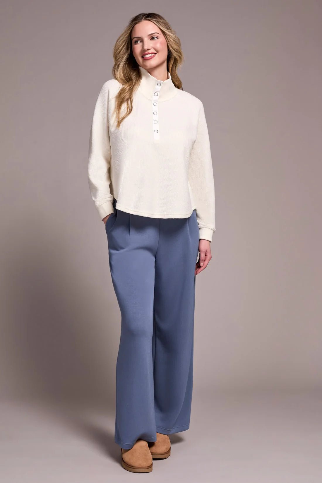 Tribal Johnny Collar Ribbed Henley Top - Juli's Wearable Art