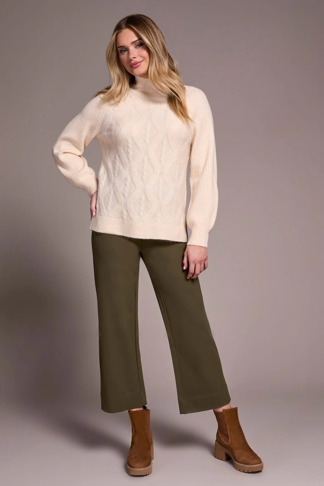 Tribal Long Puff Sleeve Mock Neck Sweater - Juli's Wearable Art