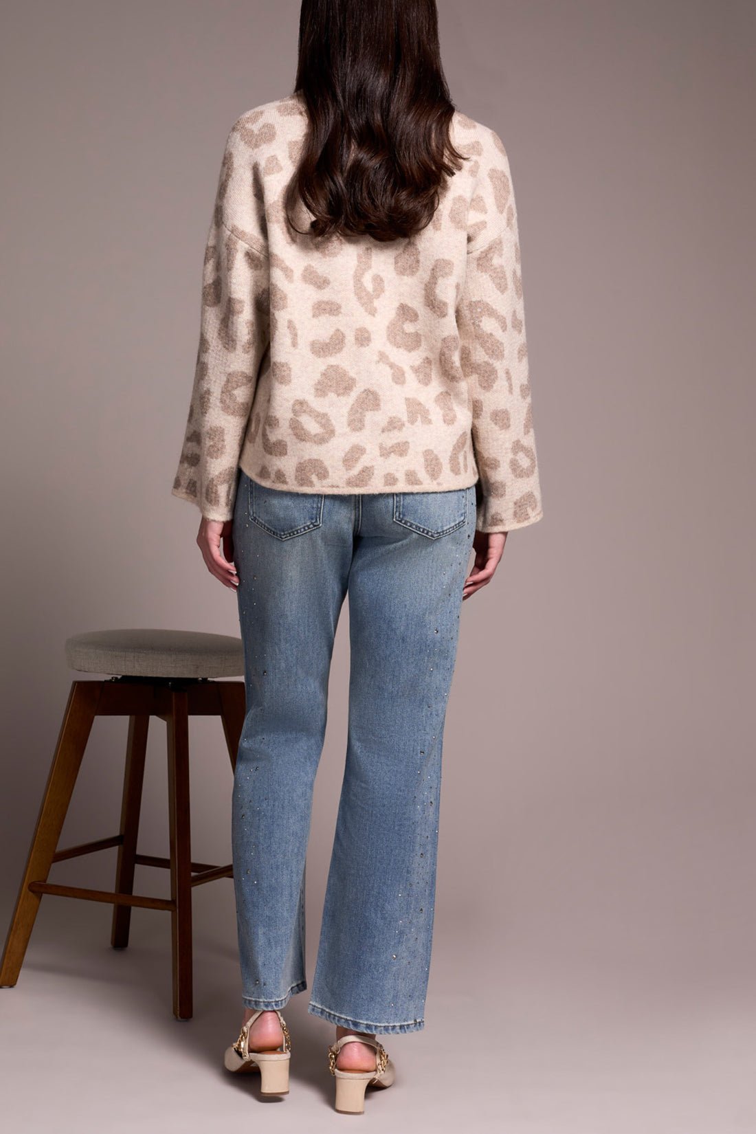 Tribal Long Sleeve Crew Neck Sweater with Sequins – Sandstone - Juli's Wearable Art