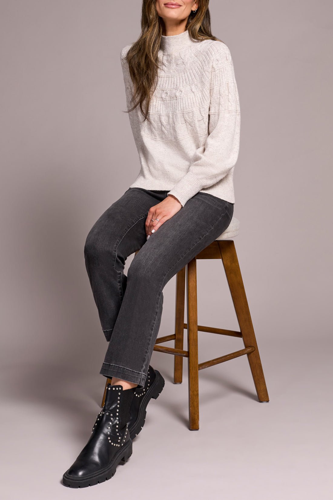 Tribal Long Sleeve Mock Neck Sweater – Moonstone - Juli's Wearable Art