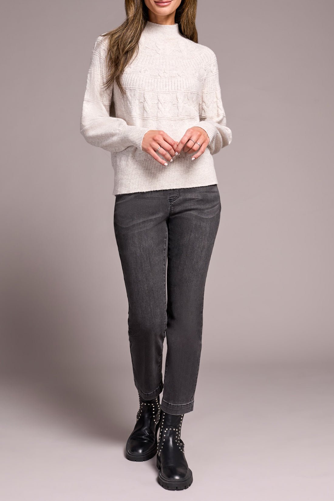 Tribal Long Sleeve Mock Neck Sweater – Moonstone - Juli's Wearable Art