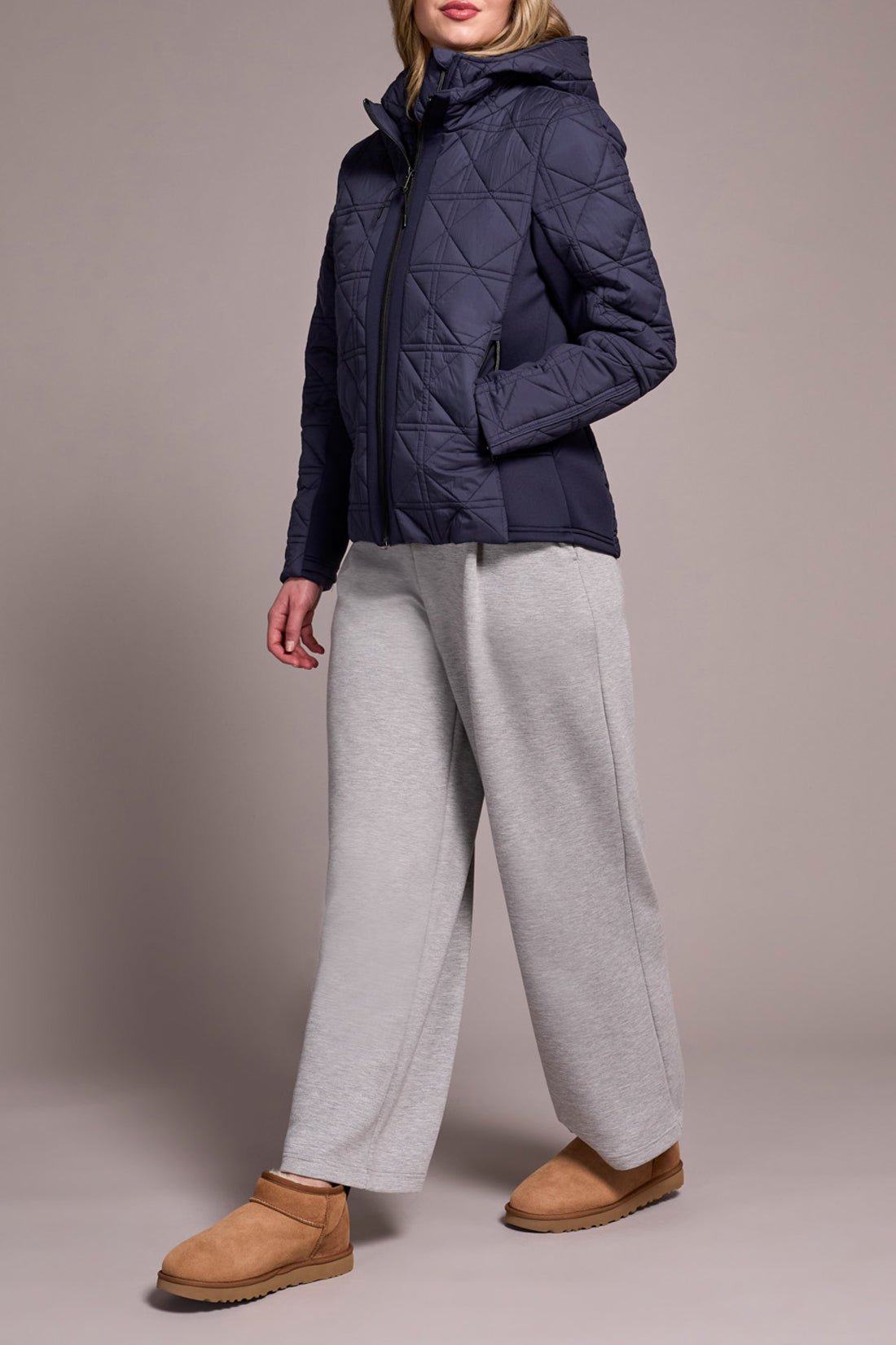 Tribal Long Sleeve Zip Front Puffer With Removable Hood - Juli's Wearable Art