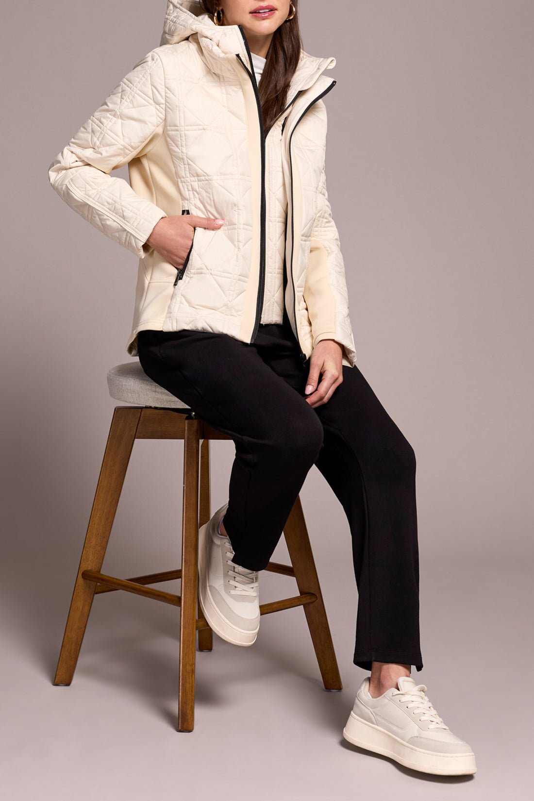 Tribal Long Sleeve Zip Front Puffer With Removable Hood - Juli's Wearable Art