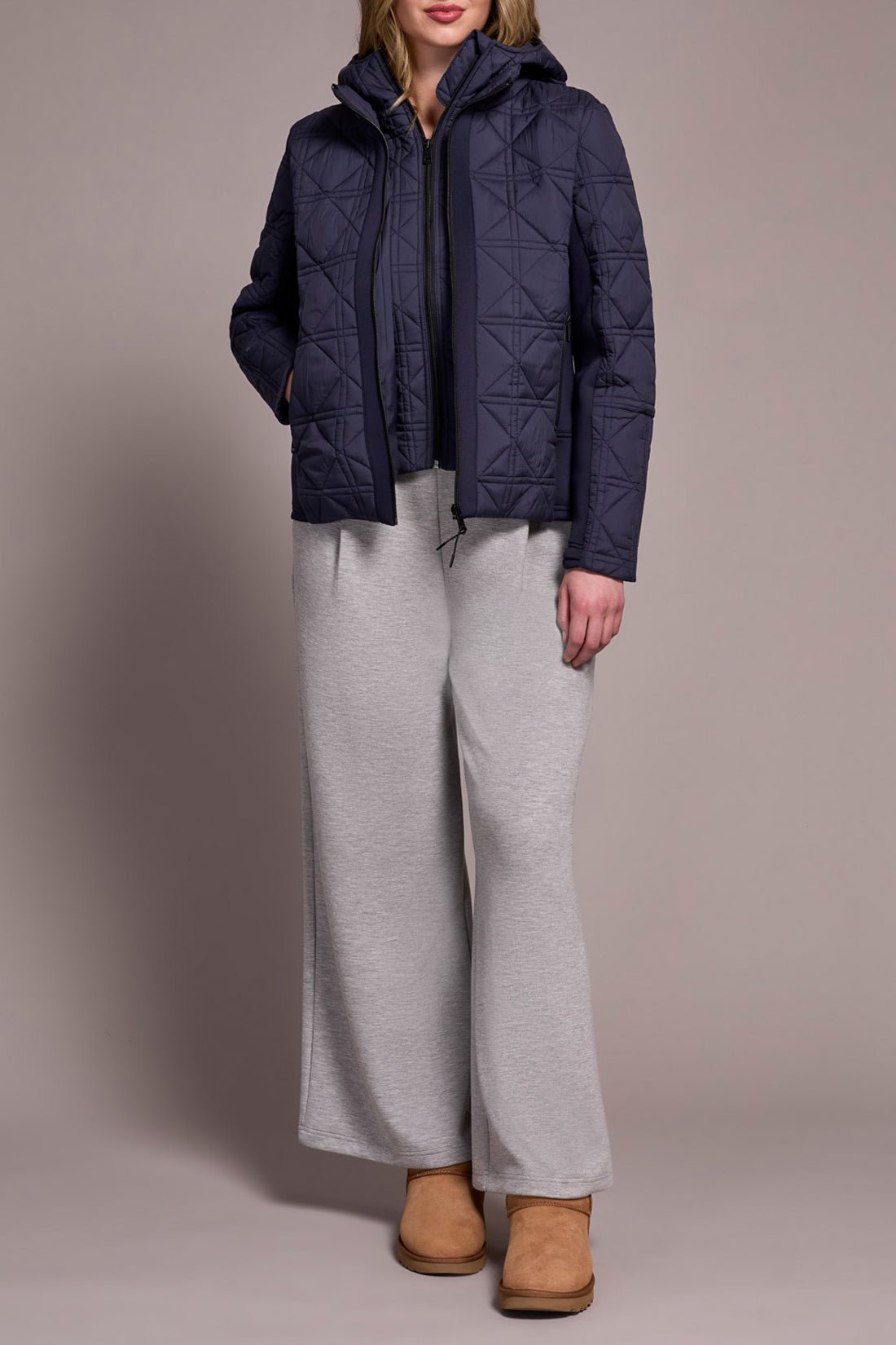 Tribal Long Sleeve Zip Front Puffer With Removable Hood - Juli's Wearable Art