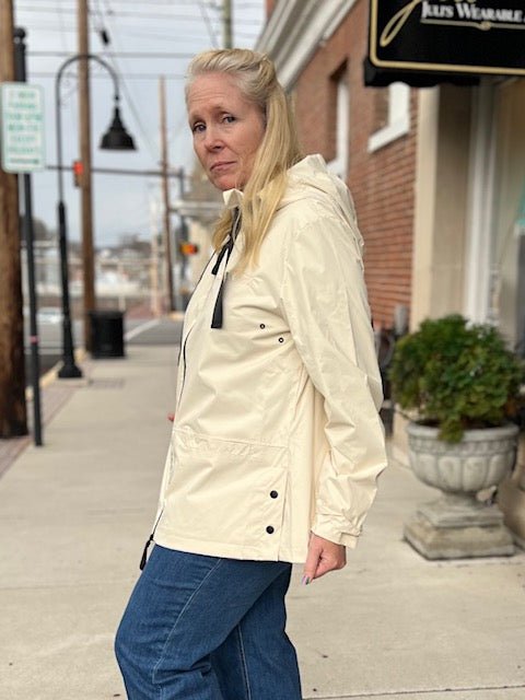 Tribal Long Sleeve Zip Front Raincoat with Hood | Canvas - Juli's Wearable Art