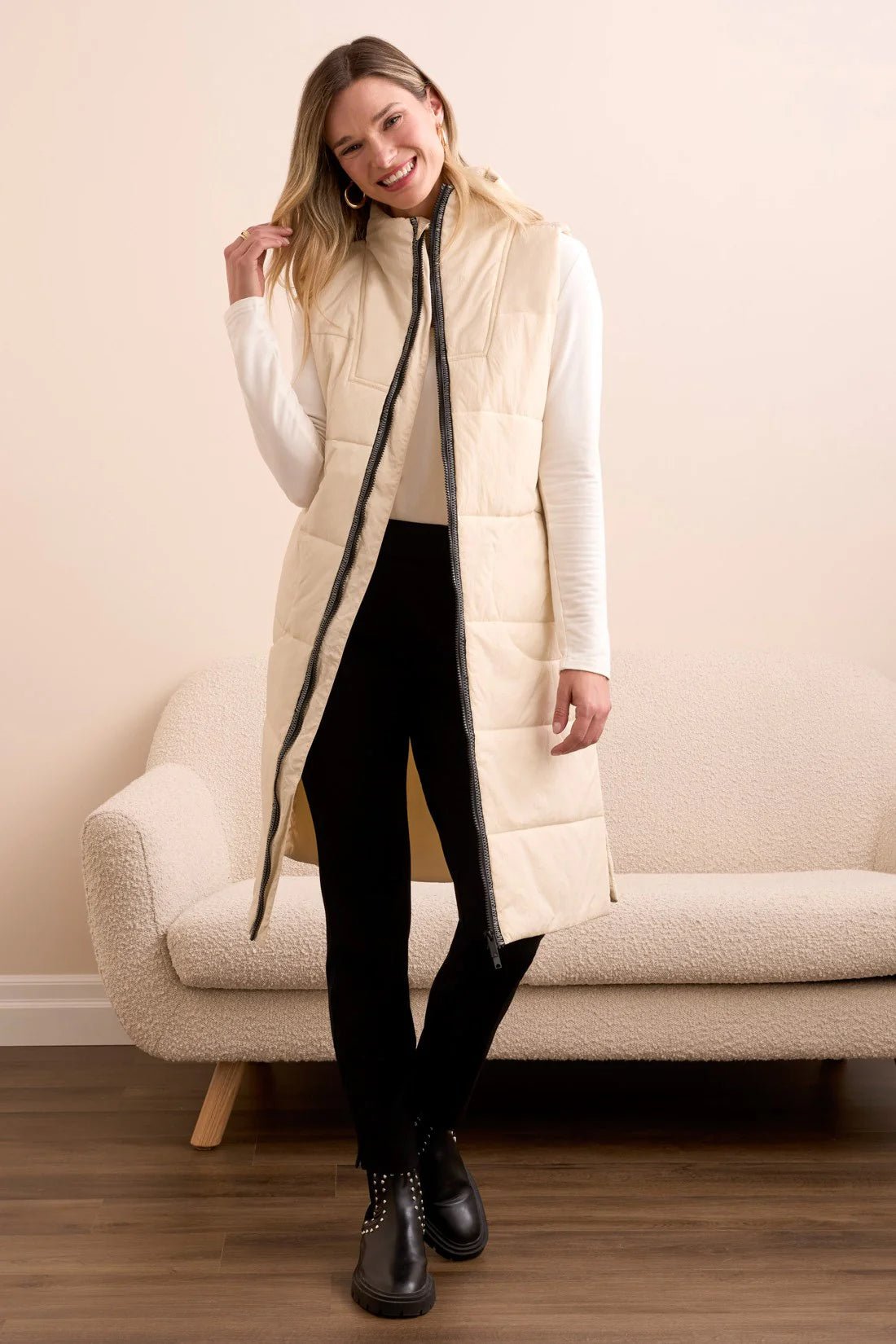 Tribal Long Zip - Front Quilted Vest - Moonstone - Juli's Wearable Art