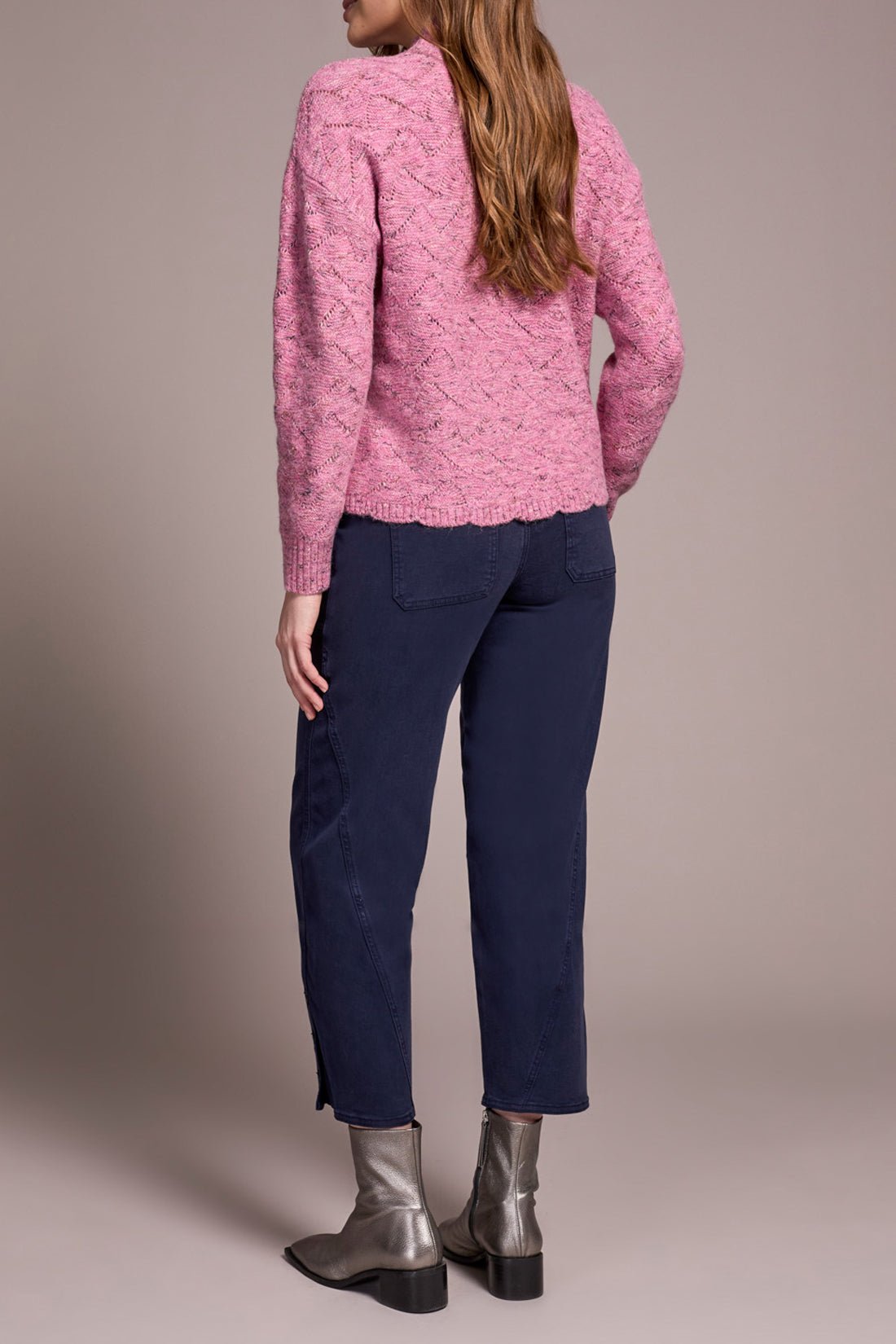 Tribal Mock Neck Drop Shoulder Sweater – Vintage Lilac - Juli's Wearable Art