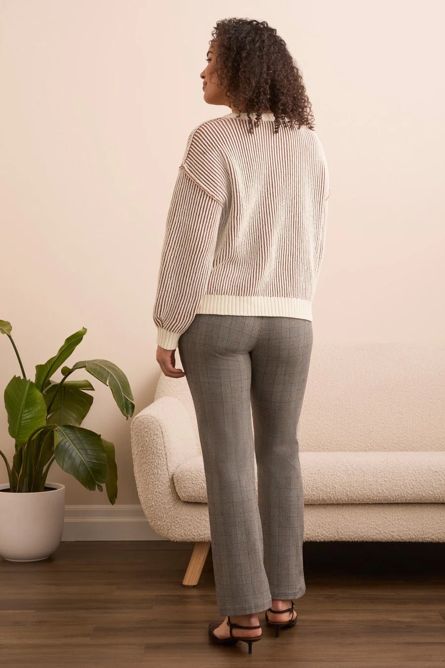 Tribal Plaited Chenille Crew Neck Ribbed Sweater – Almond Latte - Juli's Wearable Art