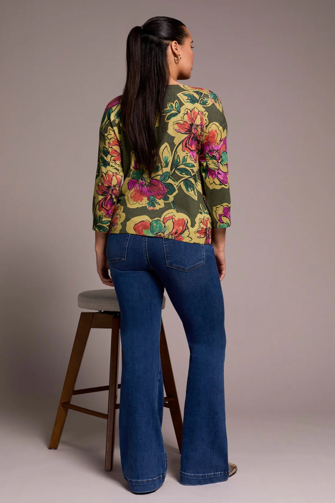 Tribal Soft Yarn Three - Quarter Sleeve Crewneck Sweater - Juli's Wearable Art