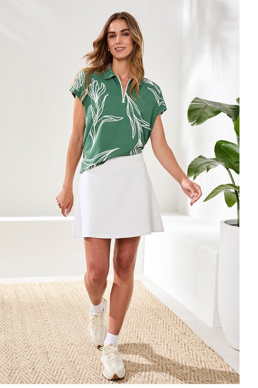 Tribal Techno Lux Knit Pull - On A - Line Skort | White - Juli's Wearable Art