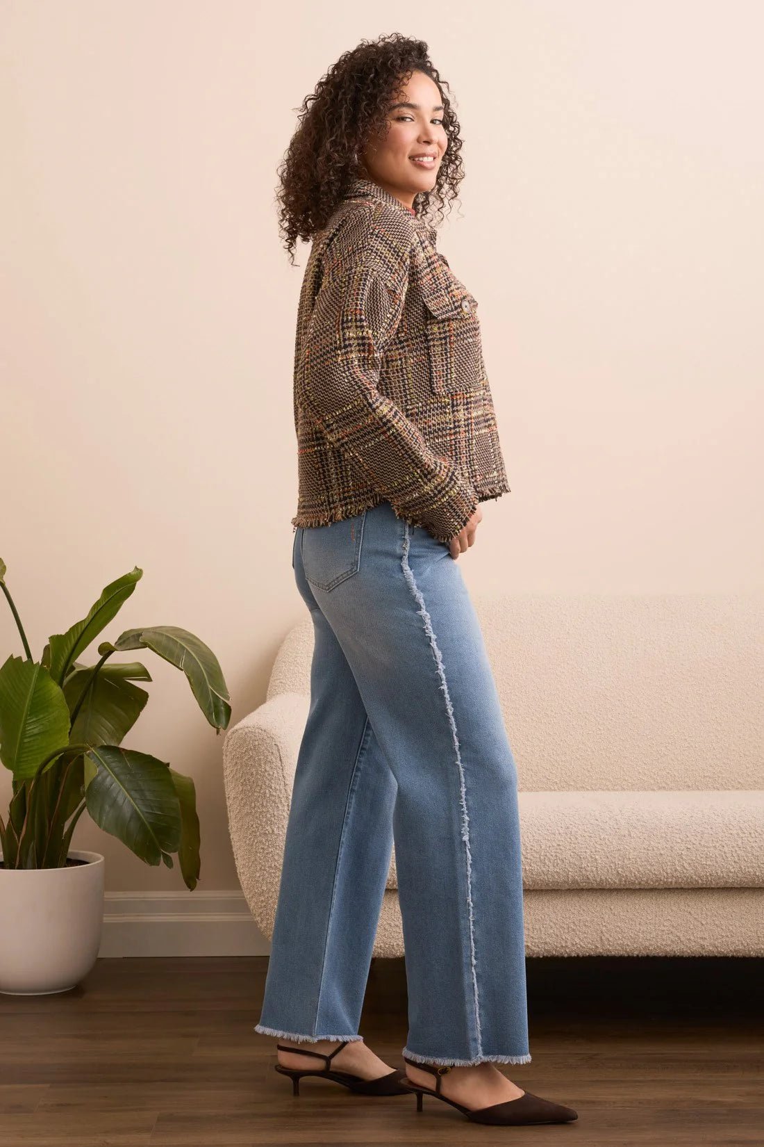 Tribal Tweed Drop Shoulder Frayed Edge Jacket - Juli's Wearable Art