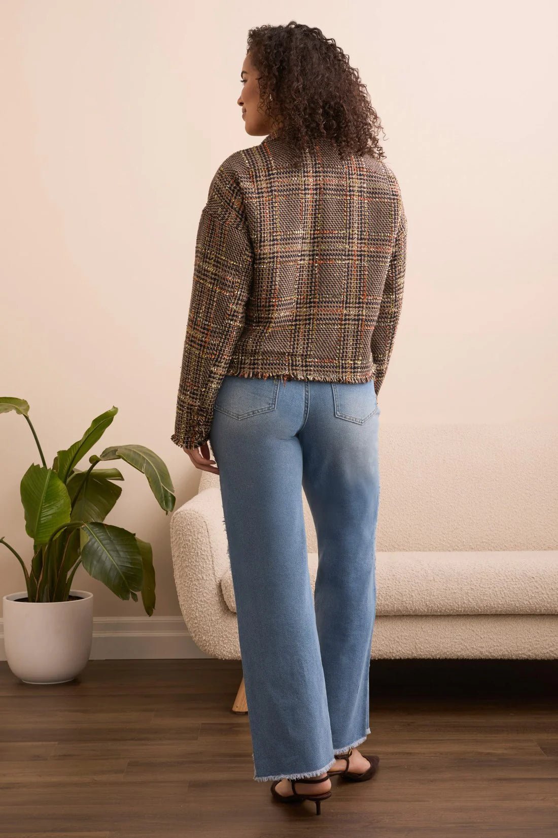 Tribal Tweed Drop Shoulder Frayed Edge Jacket - Juli's Wearable Art