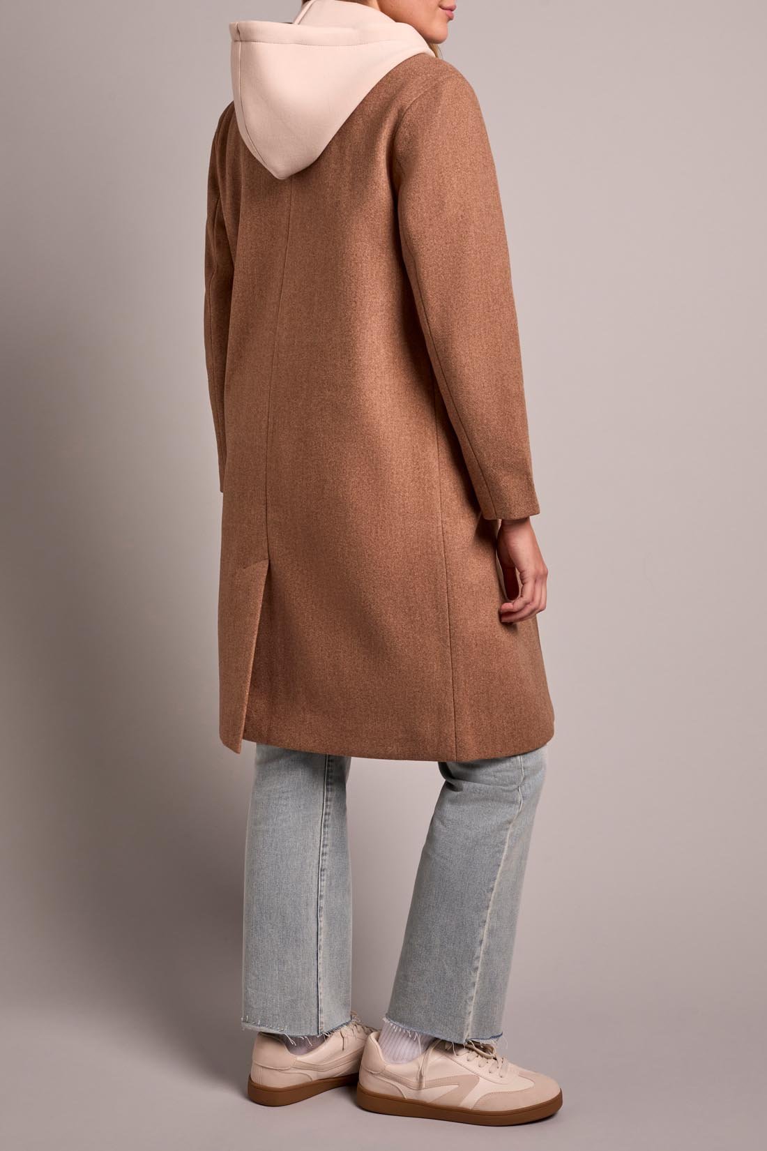 Tribal Ultra - Soft Knit Coat With Removable Fooler Hoodie - Biscotti - Juli's Wearable Art