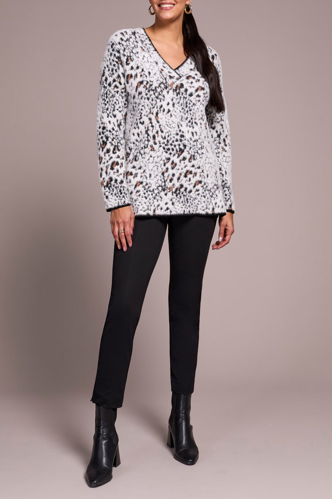 Tribal V - Neck Moonstone Sweater - Juli's Wearable Art