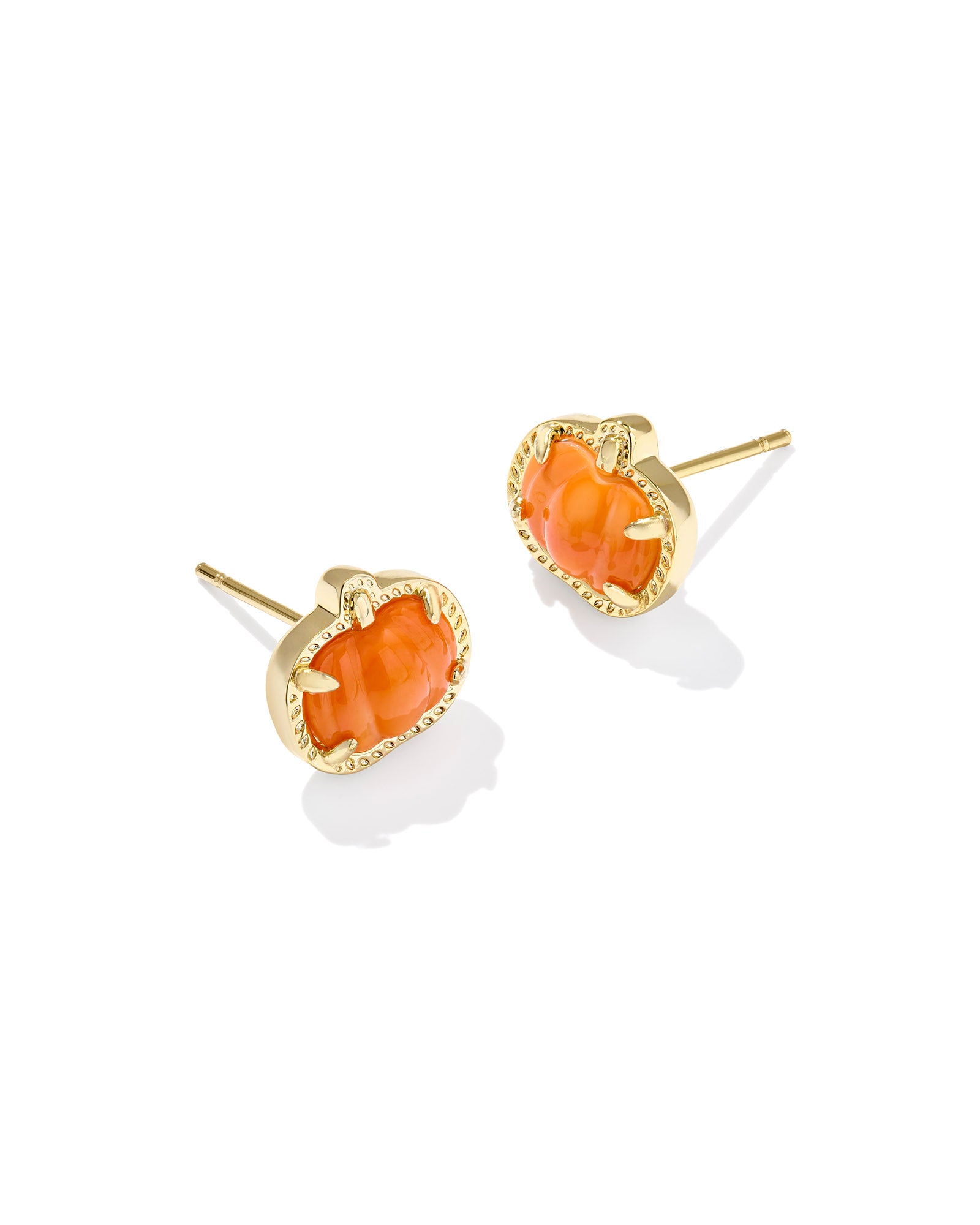 Kendra Scott Pumpkin Stud Earrings – Gold Orange Mother of Pearl