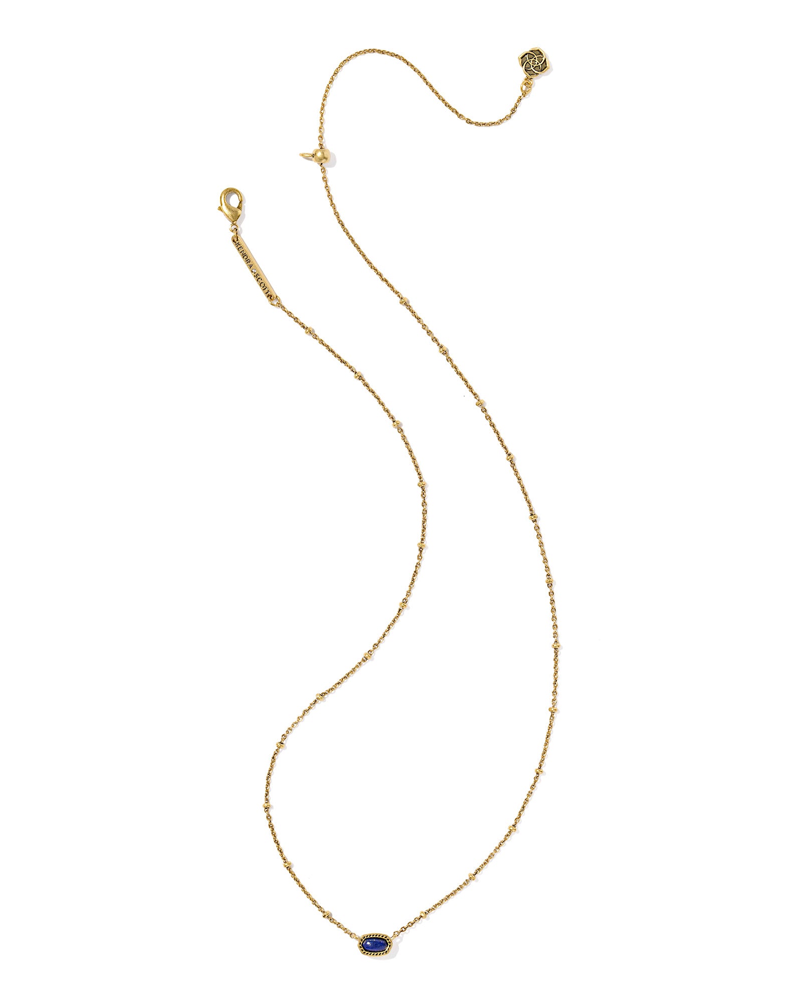 Kendra Scott MINI ELISA SATELLITE SHORT PENDANT NECKLACE VINTAGE GOLD BLUE LAPIS