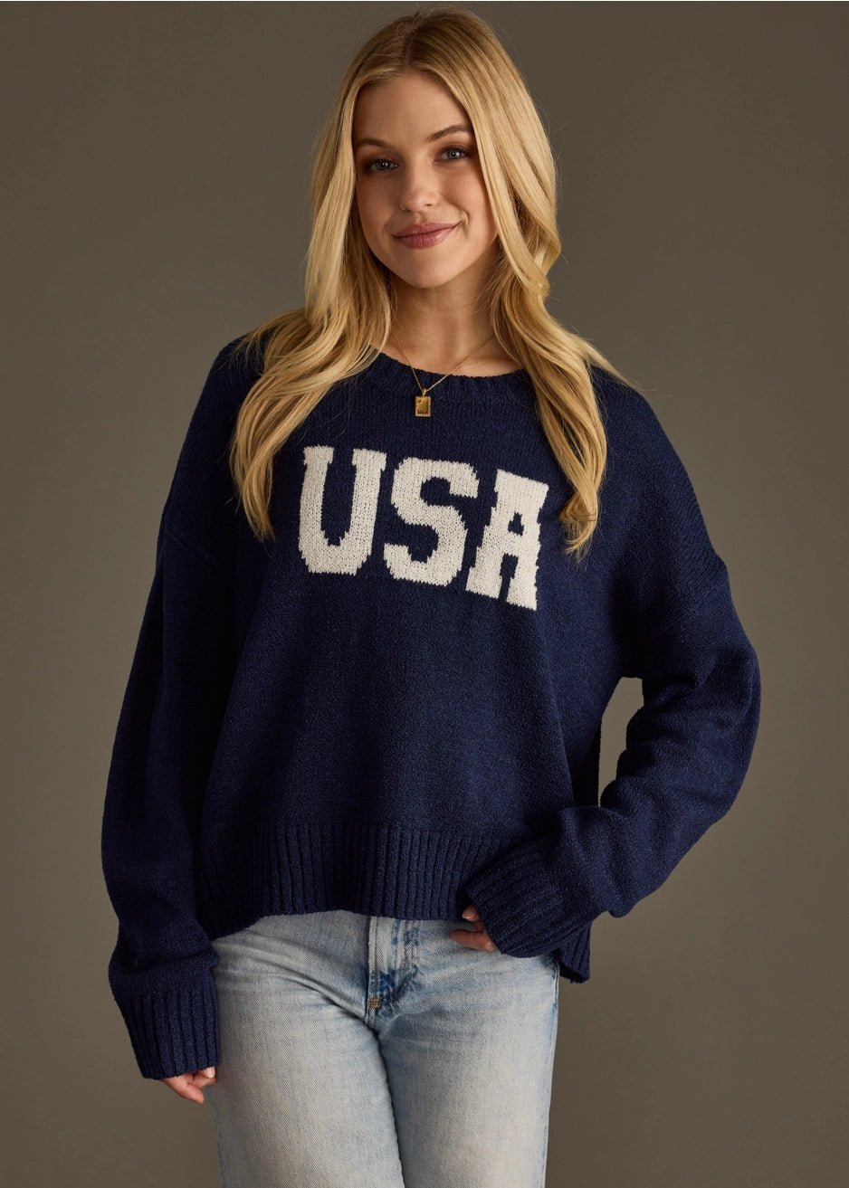 USA Lightweight Sweater | Navy - Juli's Wearable Art