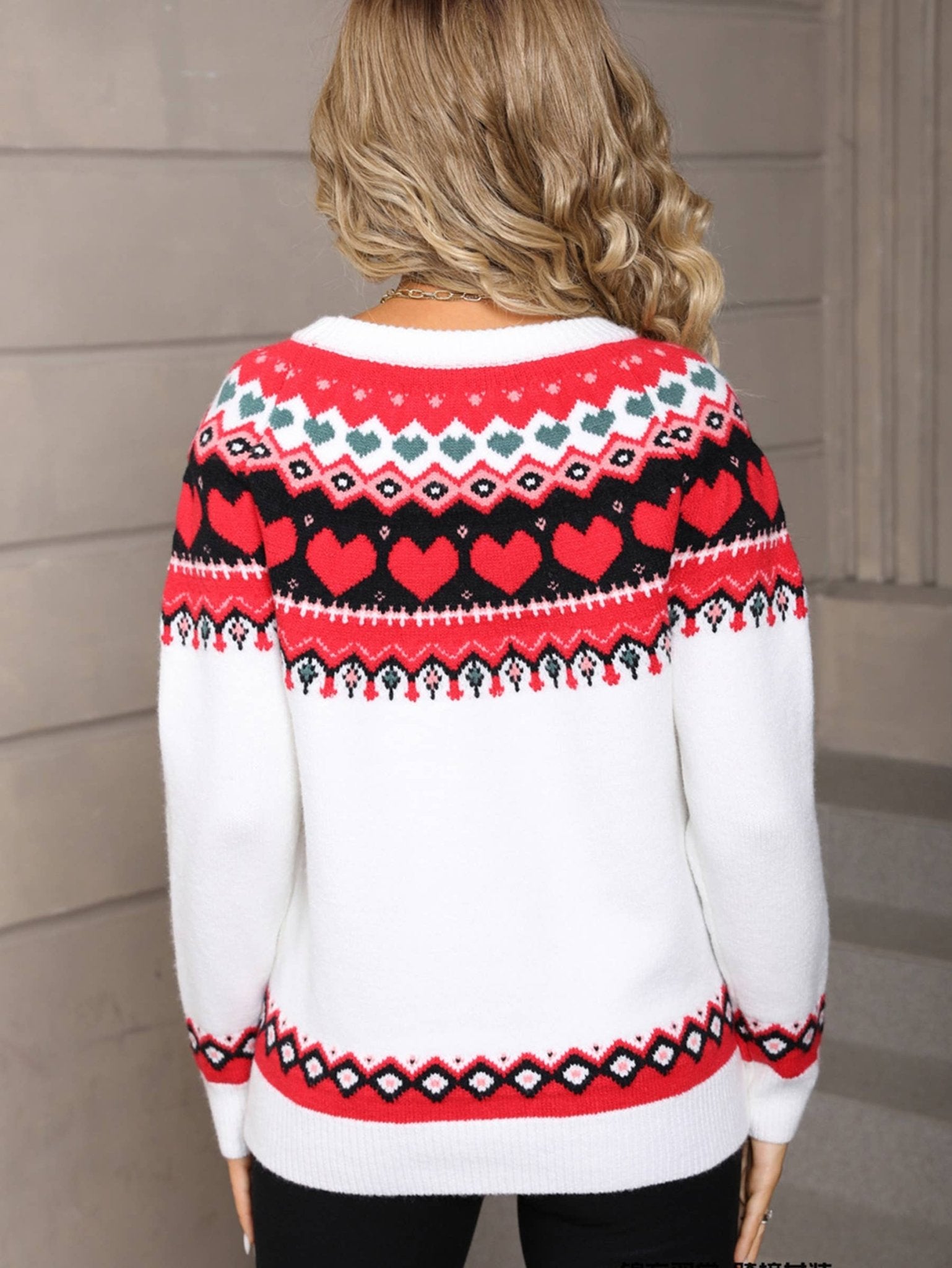 Valentine Hearts Jacquard Sweater - Juli's Wearable Art