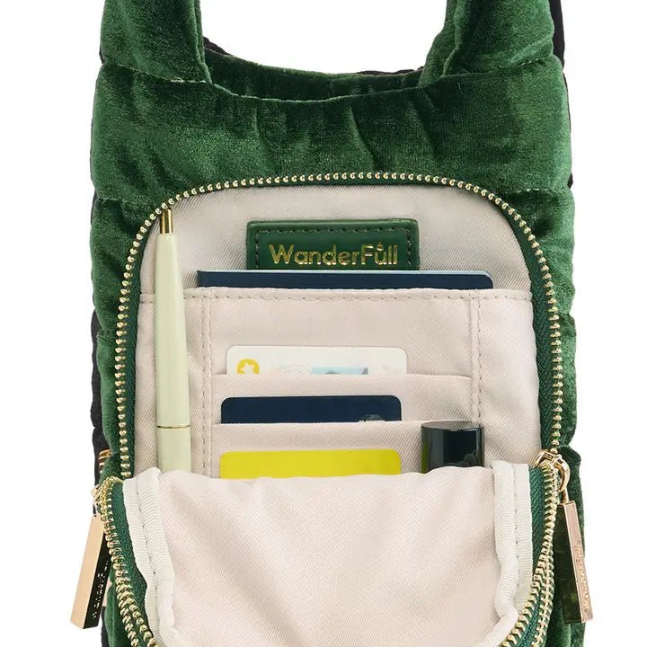 Velvet Hydrobag® with Velvet and Gold Chain Strap - Emerald - Juli's Wearable Art