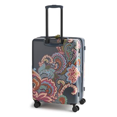 Vera Bradley 26" Adair Spinner in Hard Luggage - Leaf Me Not Paisley/Dark Slate - Juli's Wearable Art