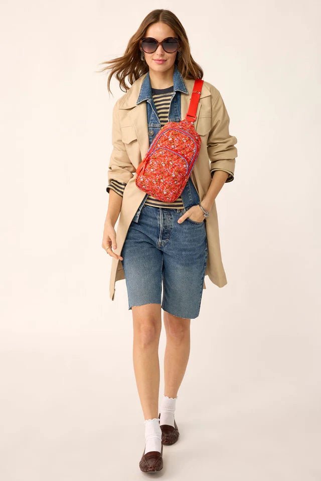 Vera Bradley Lorman Sling Backpack | Premium Cotton | Wildflower Sprigs - Juli's Wearable Art