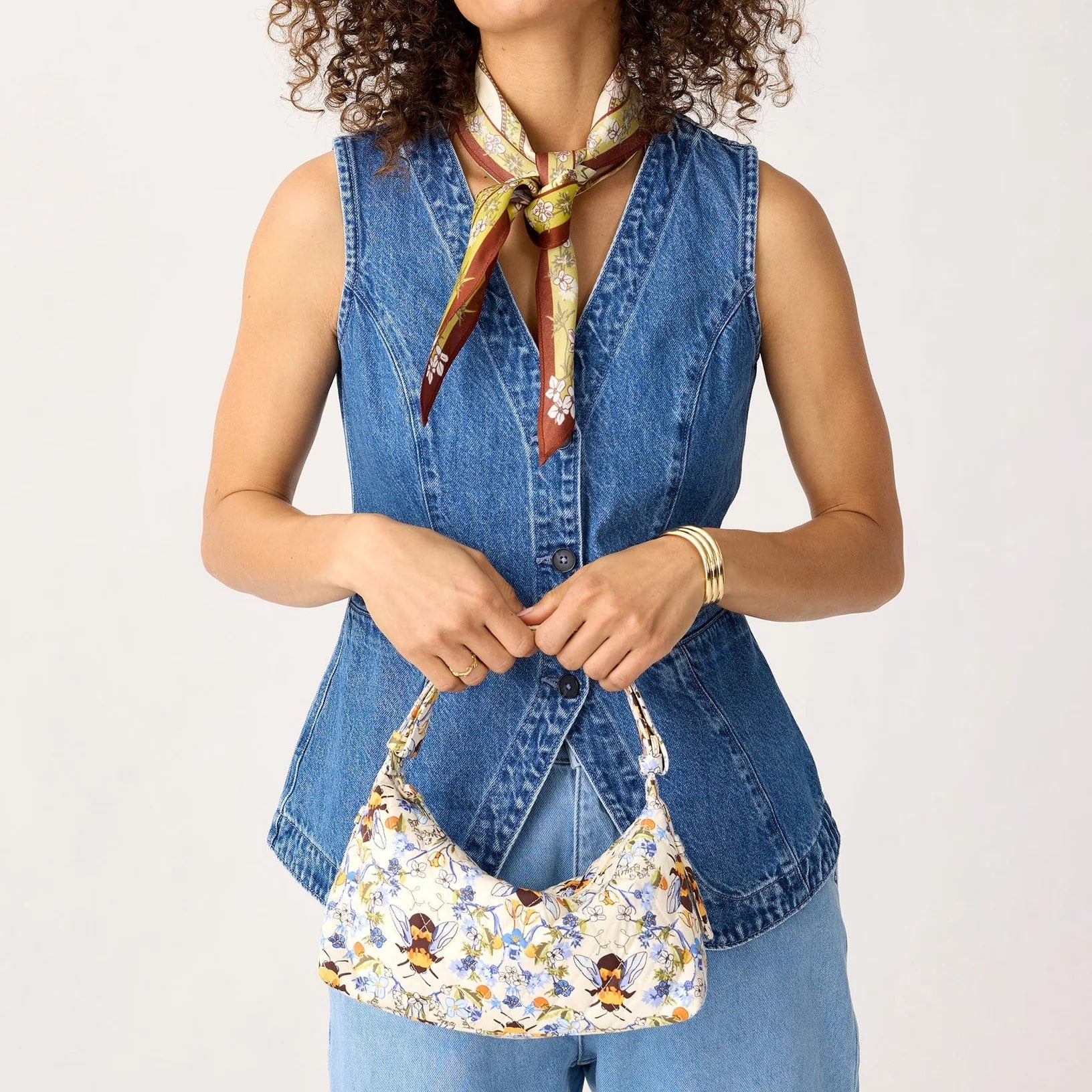 Vera Bradley Premium Cotton Roxbury Crescent Shoulder Bag - Bee Garden - Juli's Wearable Art