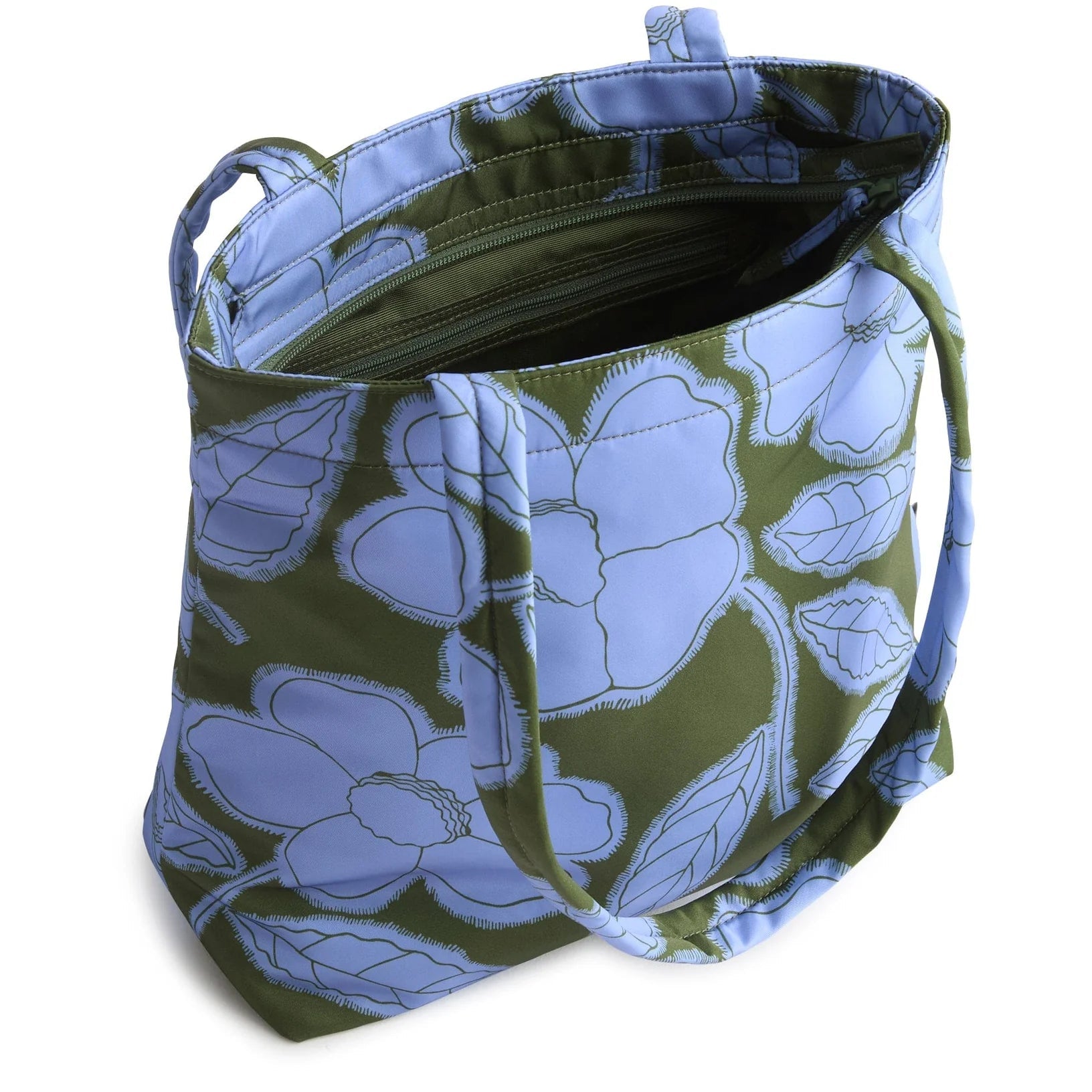 Vera Bradley Small Original Zip Tote - Blue & Green Applique Floral - Juli's Wearable Art