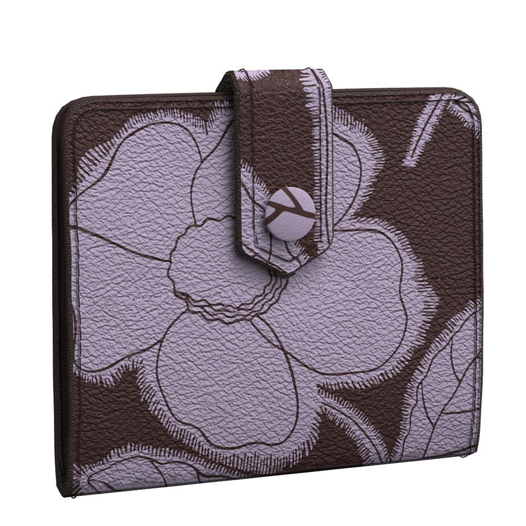 Vera Bradley Small Tab Wallet in Leather - Applique Floral Coffee - Juli's Wearable Art