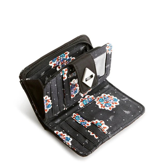 Vera Bradley Small Turnlock Wallet | Premium Cotton | Moonless Night - Juli's Wearable Art