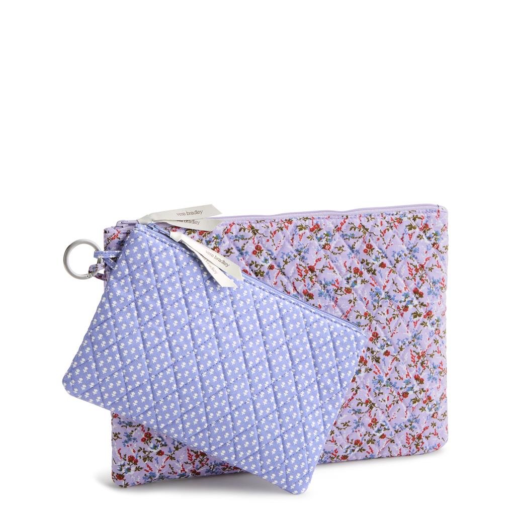 Vera Bradley Two Pouch Organizer Set | Premium Cotton | Wildflower Sprigs Ditsy Lilac - Juli's Wearable Art