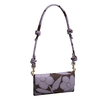 Vera Bradley Wildwood Printed Leather Wallet Crossbody - Applique Floral Coffee Bean - Juli's Wearable Art