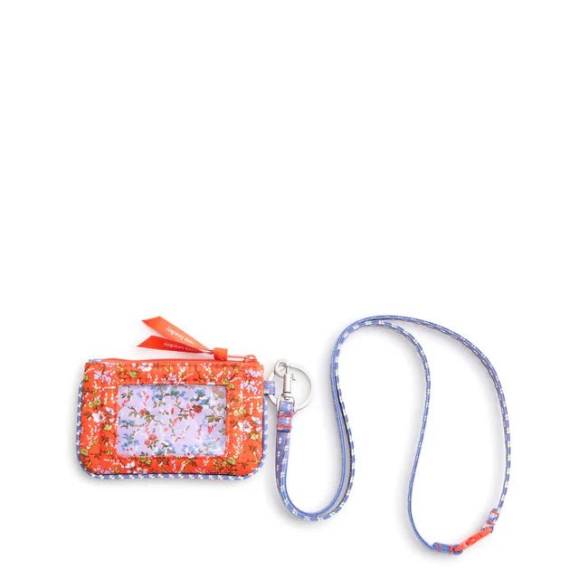 Vera Bradley Zip ID Pouch with Breakaway Lanyard | Premium Cotton | Wildflower Sprigs - Juli's Wearable Art