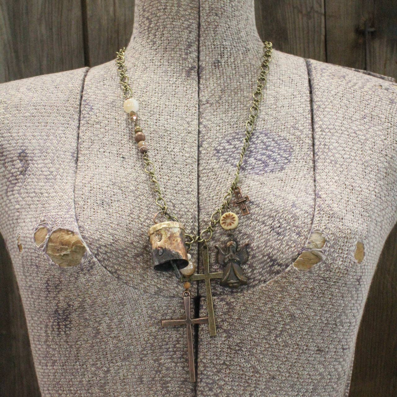 Vintage Angel & Bells Charm'd Necklace - Juli's Wearable Art